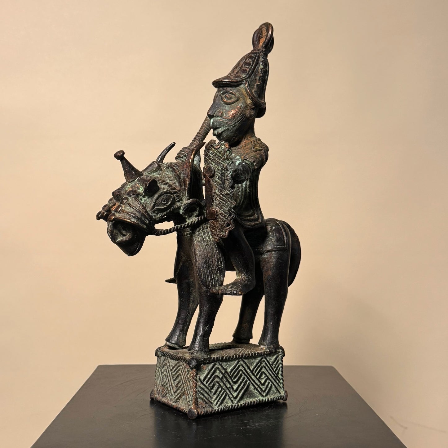 Benin Bronze Warrior on Horseback