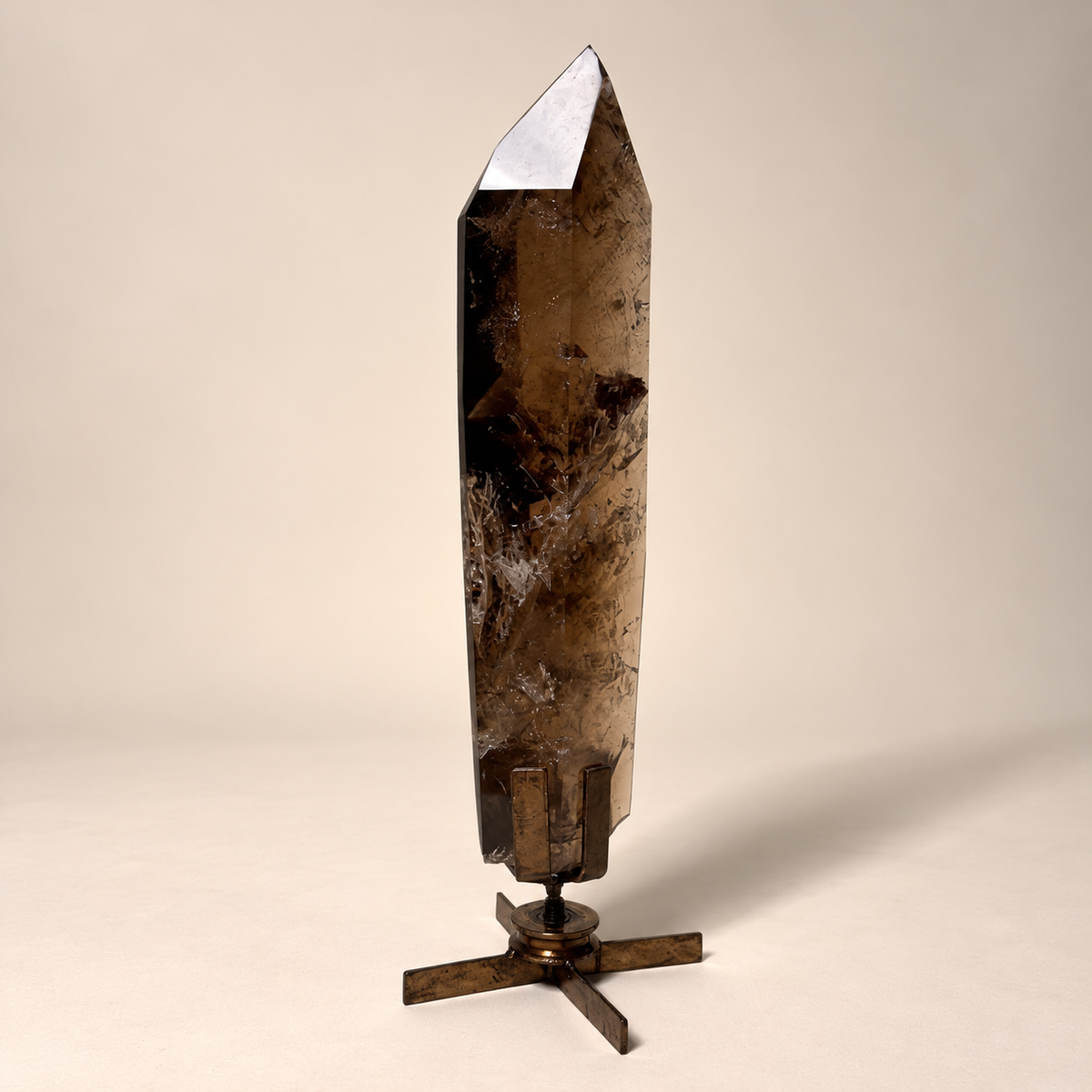 Smokey Quartz Crystal Generator On Rotating Base