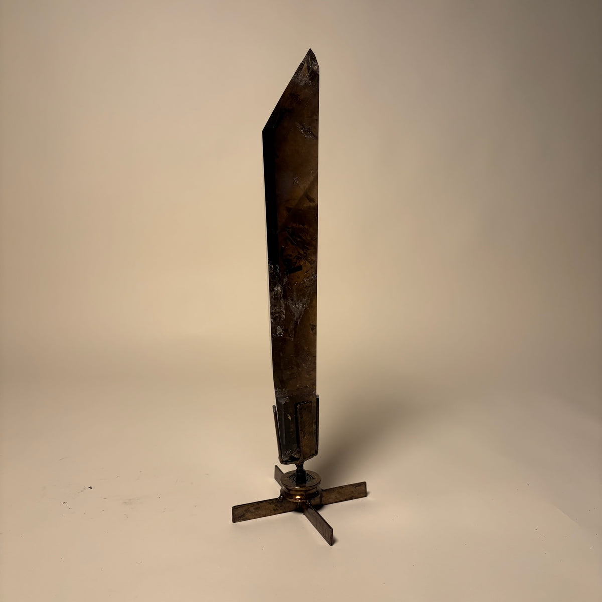 Smokey Quartz Spear Crystal On Rotating Base