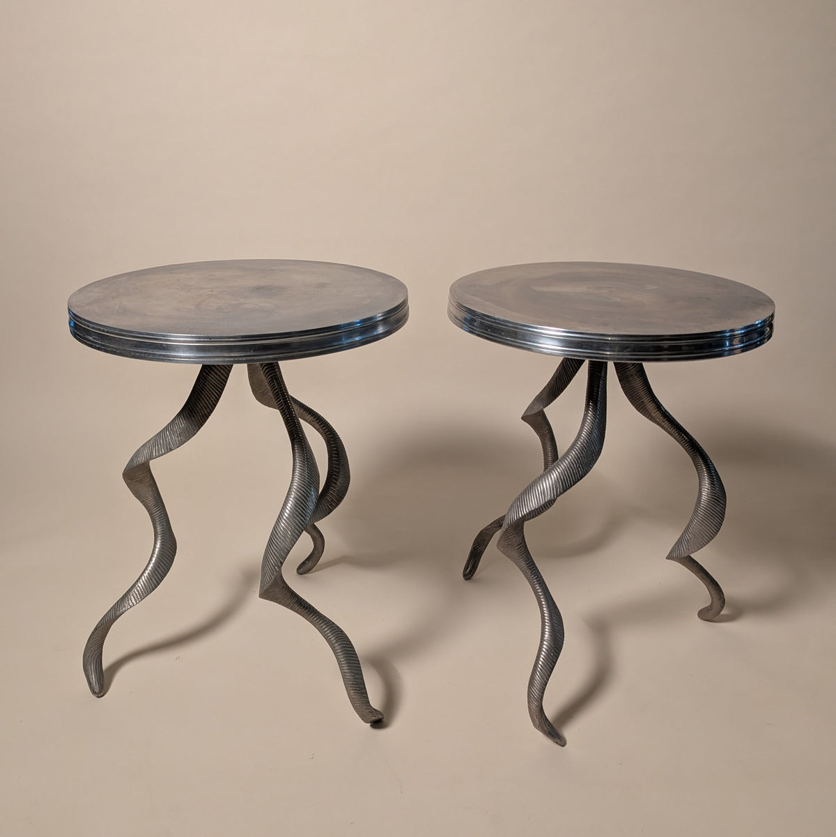 Pair of Arthur Court Gueridon Aluminum Tables