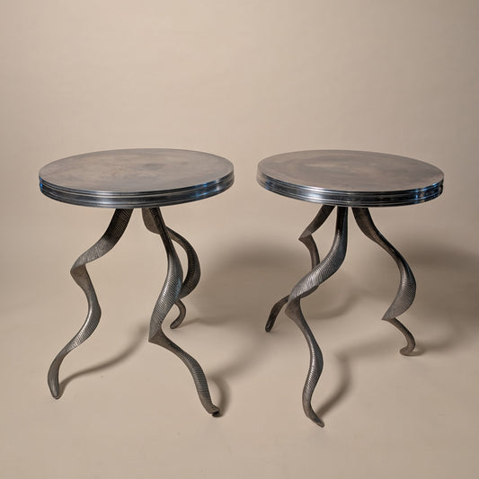 Pair of Arthur Court Gueridon Aluminum Tables