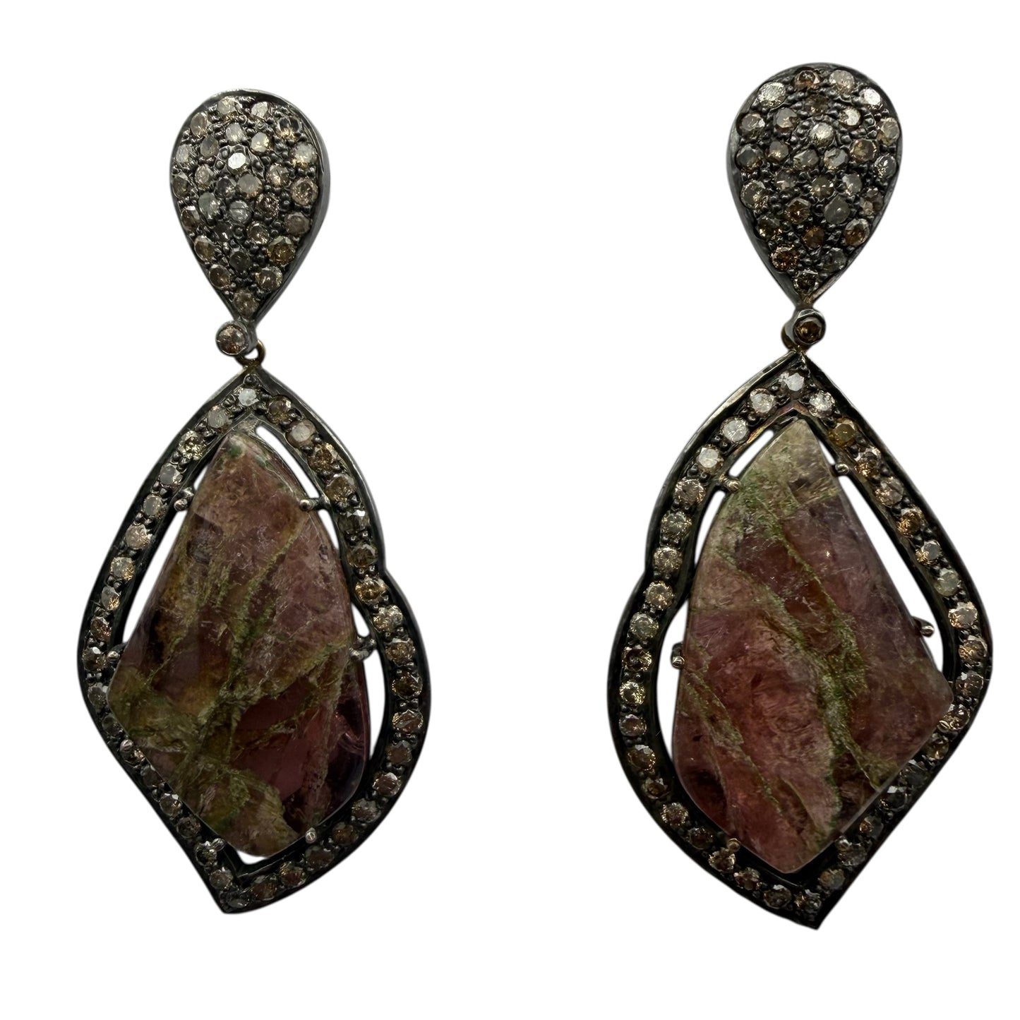 Abstract Tourmaline & Diamond Earrings