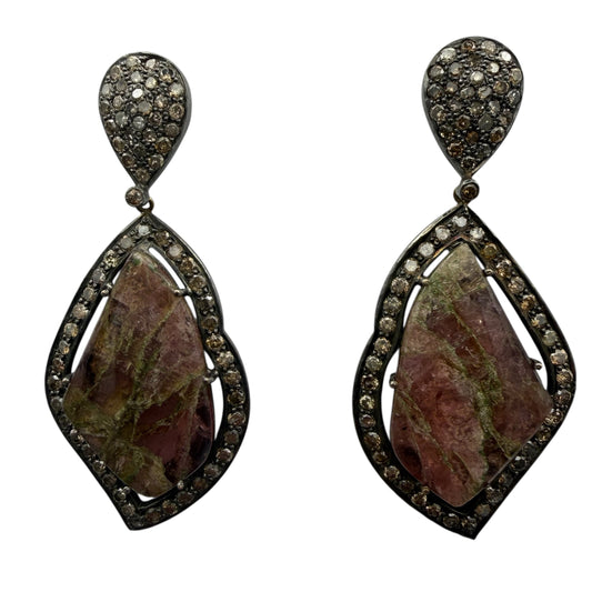 Abstract Tourmaline & Diamond Earrings