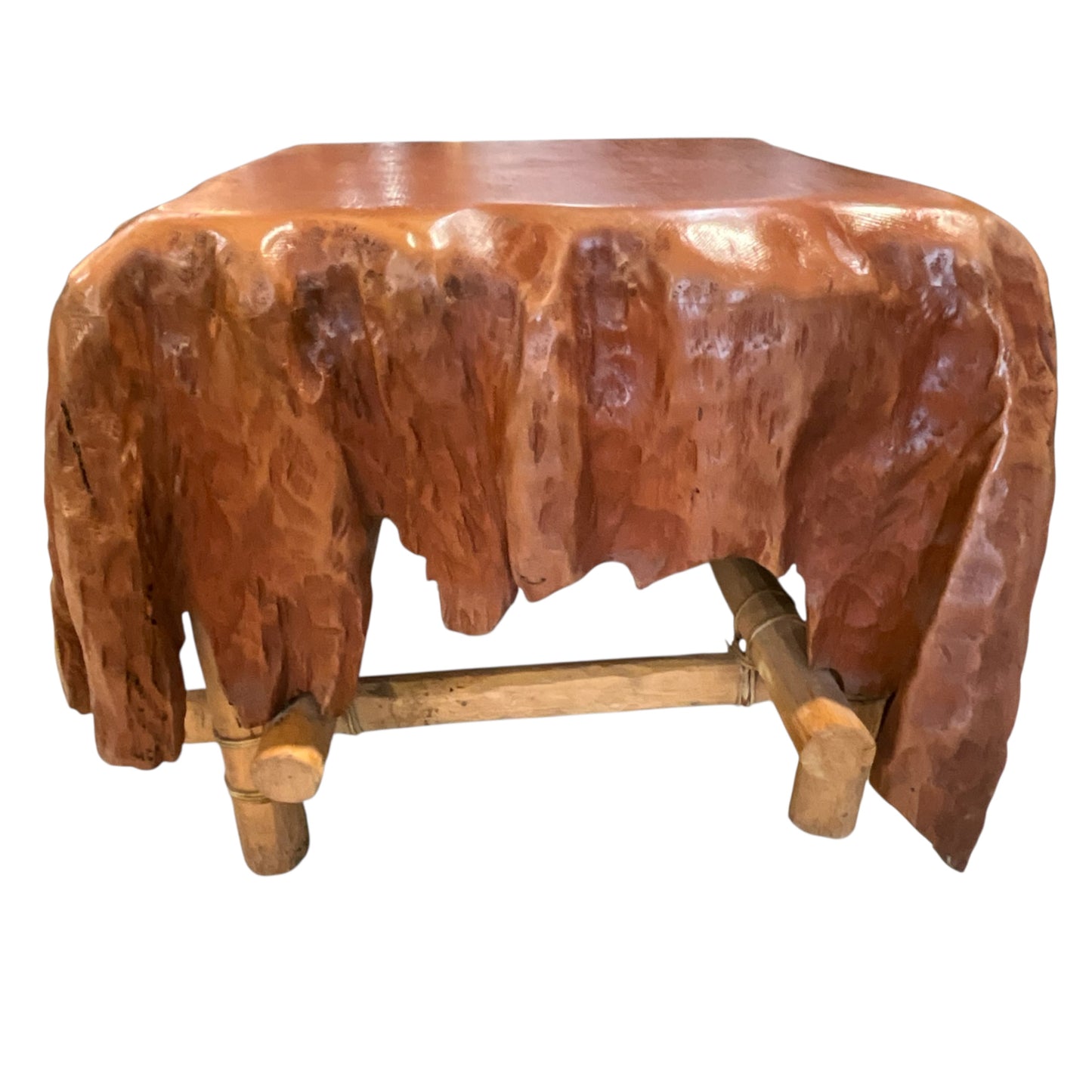 Pair of Abstract Draped Wood Side Tables