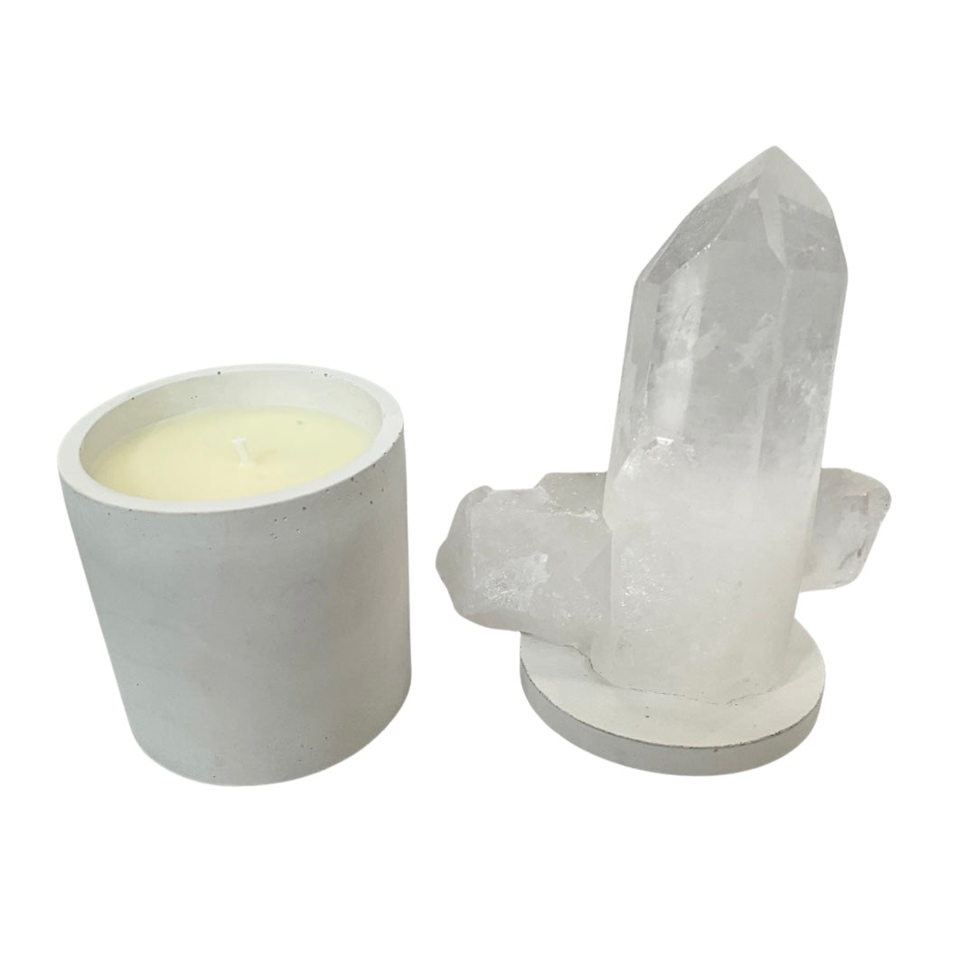 Quartz Crystal Generator Cross Lid Gardenia Candle