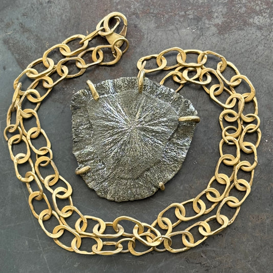 Pirate Gold God/Goddess Sun Disk Vintage Brass Chain Necklace