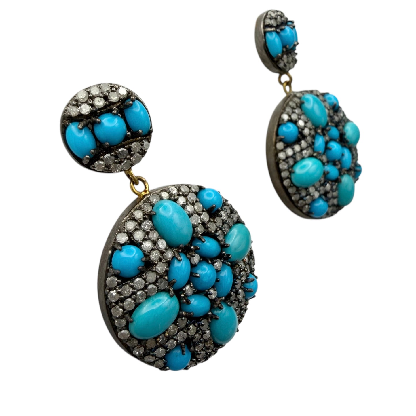 Multiple Turquoise & Diamond 2 Part Earrings