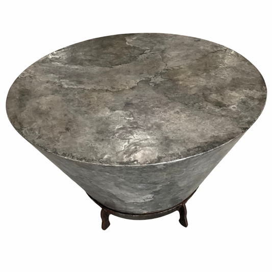 Parchment Conical Drum Table with Metal Base