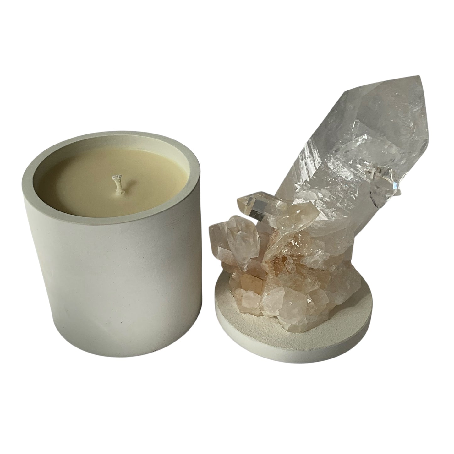 Quartz Crystal Generator w/Small Growths Gardenia Candle