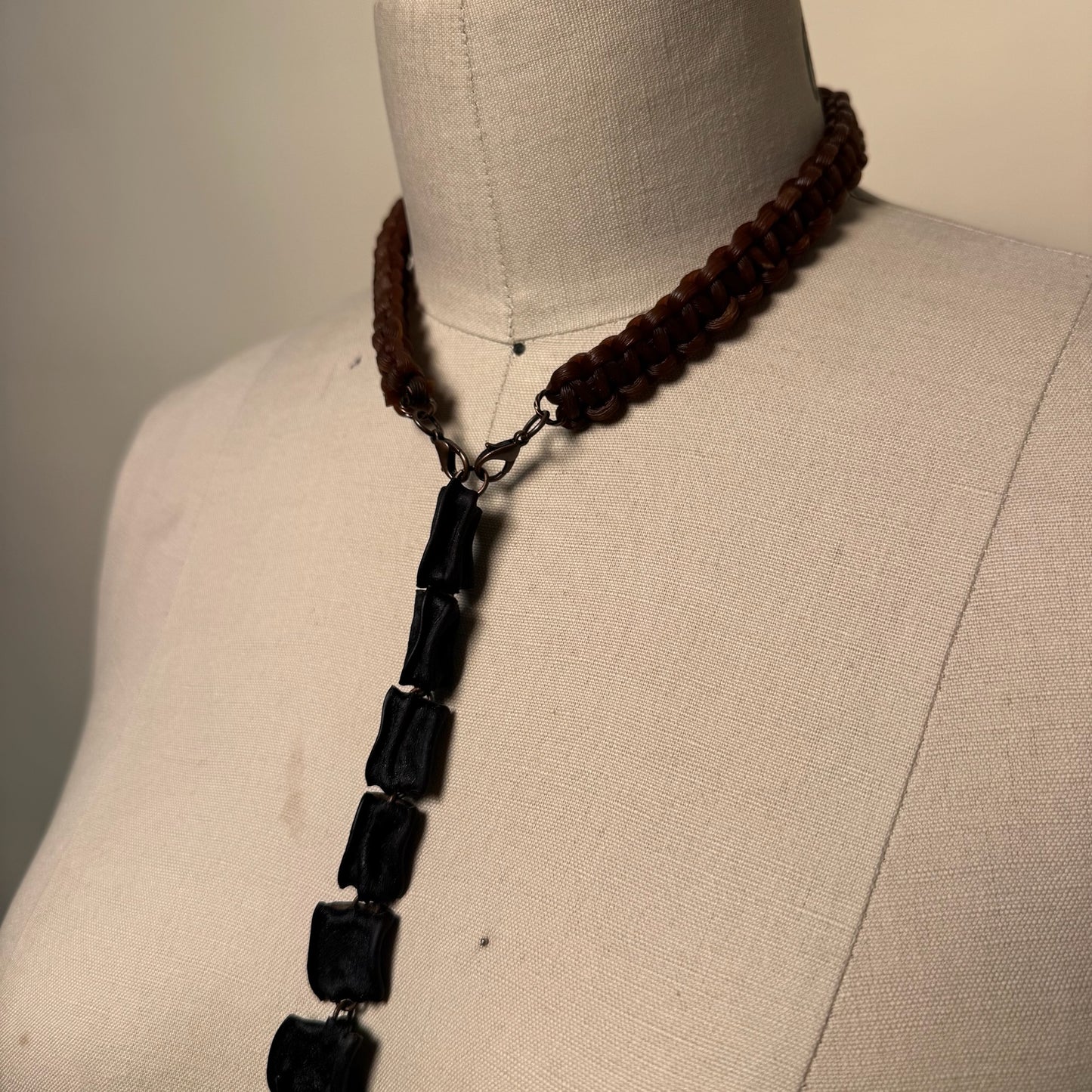 Braided Kelp Necklace With Link Pendant