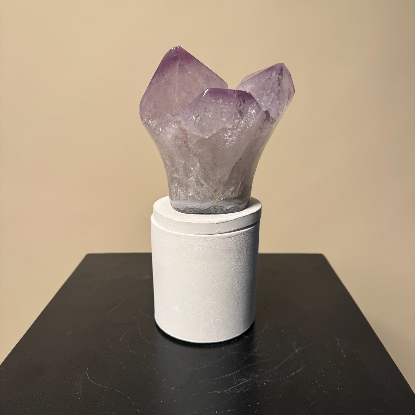 Amethyst Flower Cluster Crystal Lid Gardenia Candle #5