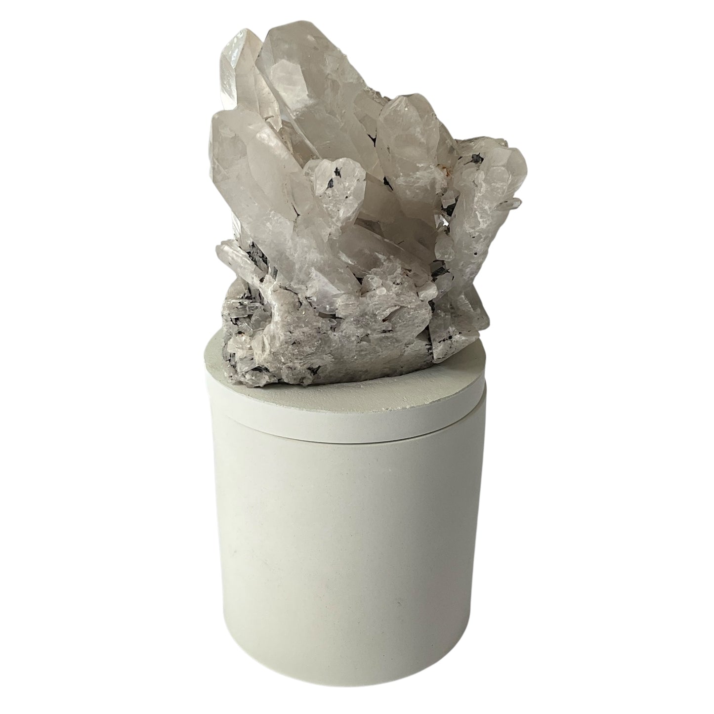 Quartz Crystal Generator Cluster Lid Gardenia Candle