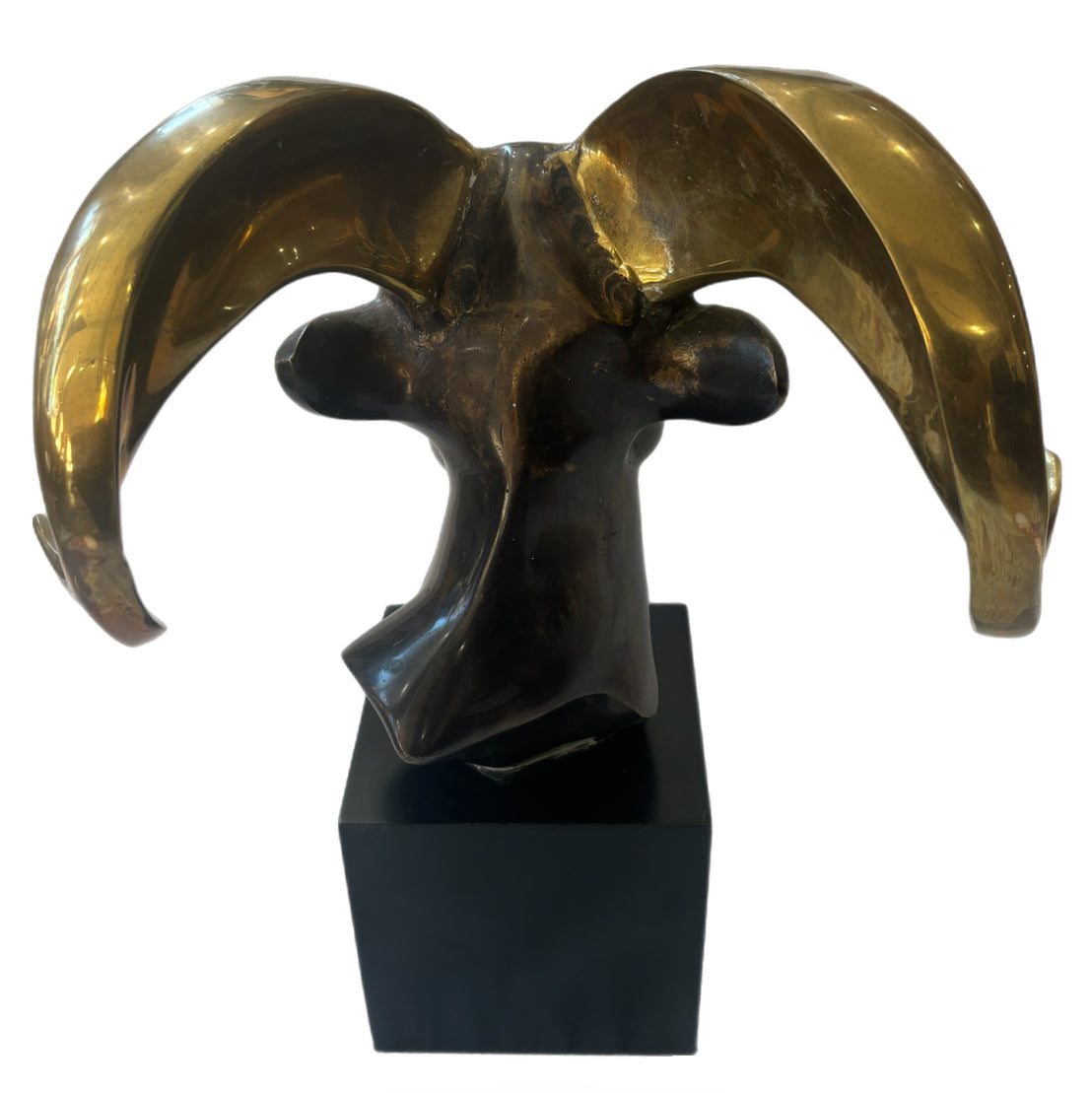 Brass Ram Head on Pedestal