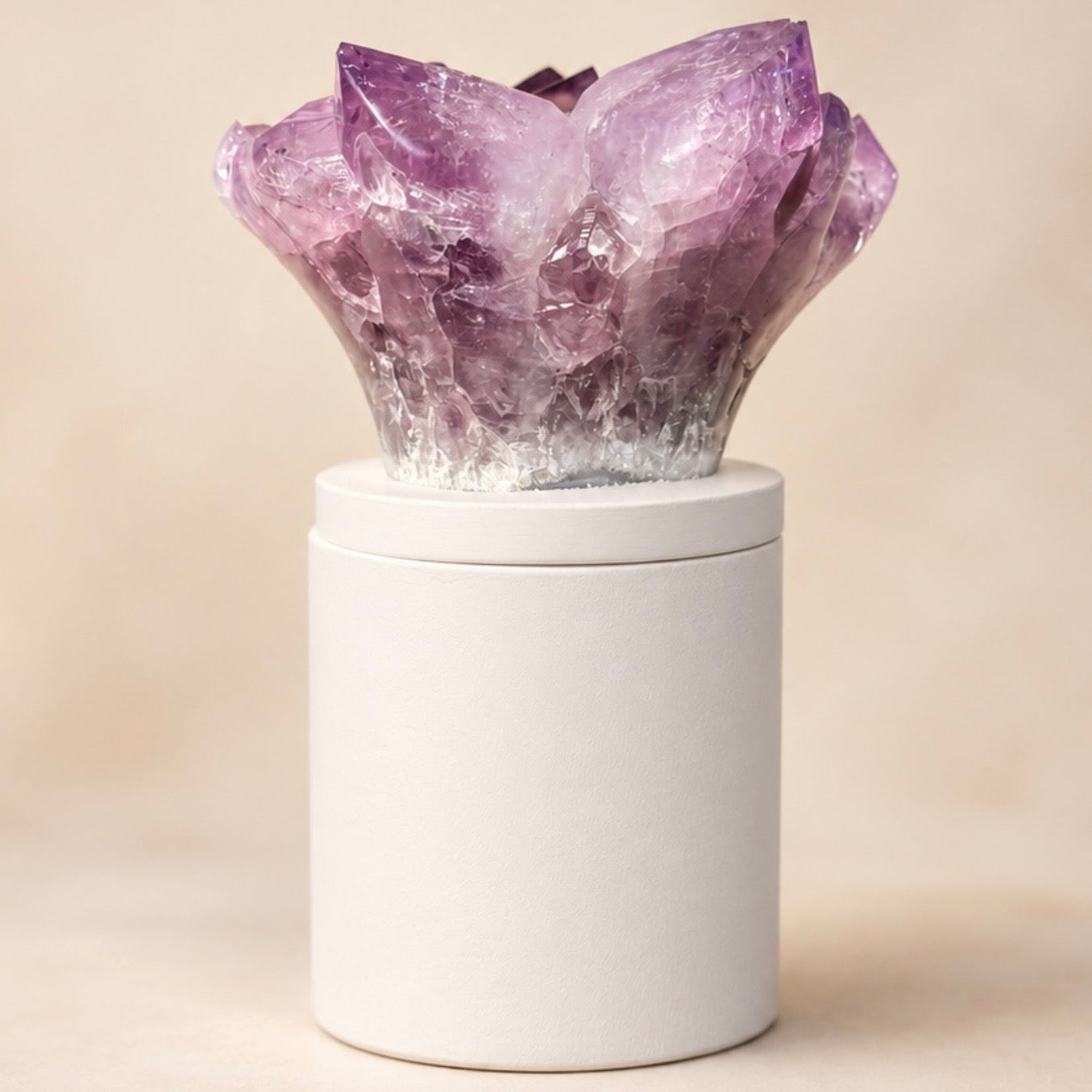 Amethyst Flower Cluster Crystal Lid Gardenia Candle #3