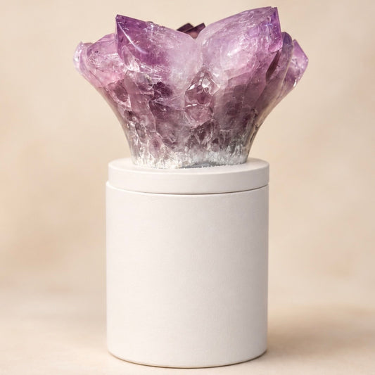 Amethyst Flower Cluster Crystal Lid Gardenia Candle #3