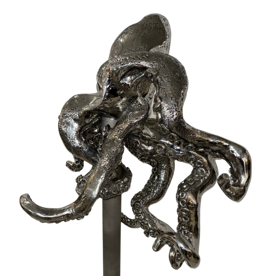 Stainless Steel Octopus Sculpture on Steel Stand