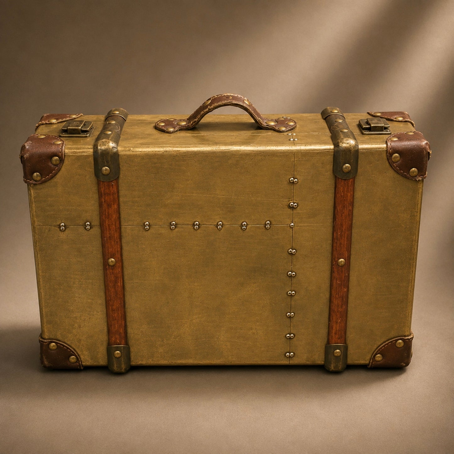 Vintage Briefcase with Leather & Wood Accents