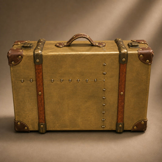 Vintage Briefcase with Leather & Wood Accents