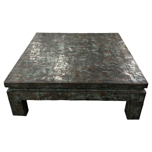 Maitland Smith Large Copper Patchwork Coffee Table
