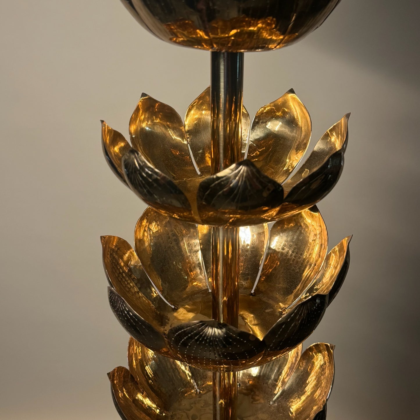 Feldman Brass Lotus Lamp on Black Base