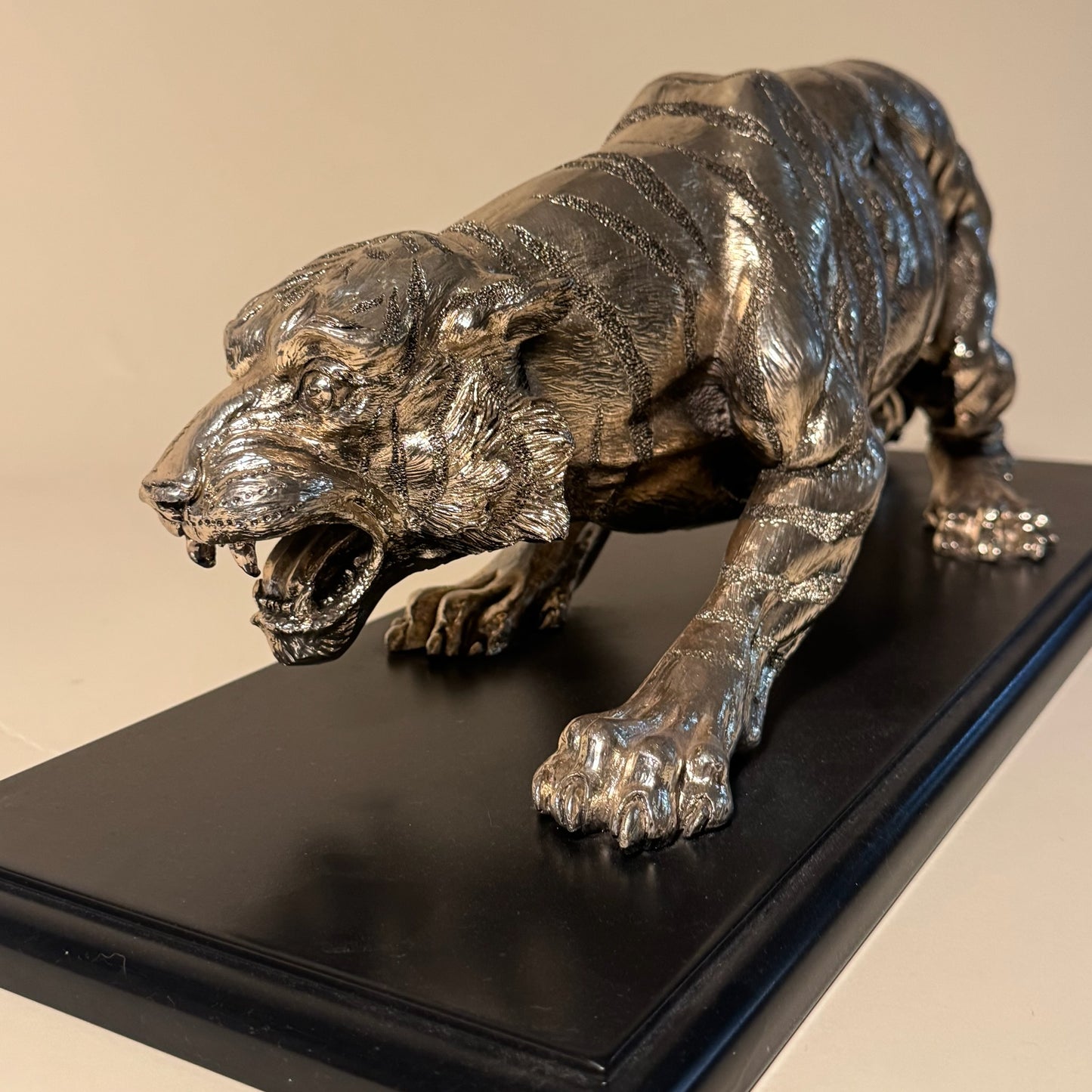 Italian Tiger Sculpture by Santini on Stand