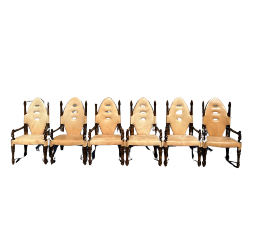 Maitland Smith Studded Leather Chair Set of 6