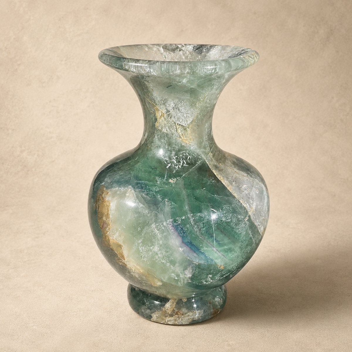 Fluorite Crystal Decorative Carved Vase