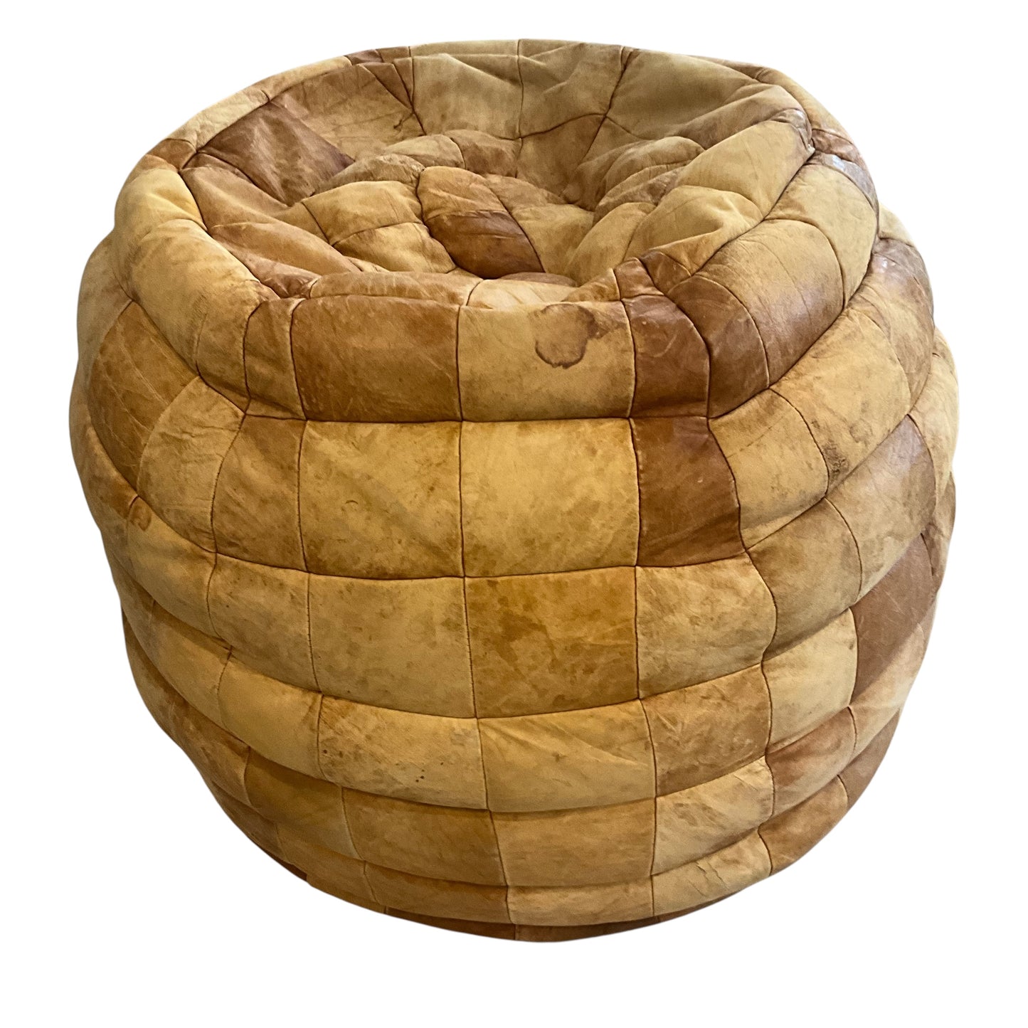 De Sede 1970's Leather Patchwork Pouf / Ottoman / Lounger
