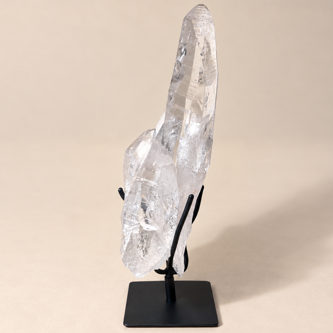 Lemurian Quartz Crystal Generator Cluster on Stand