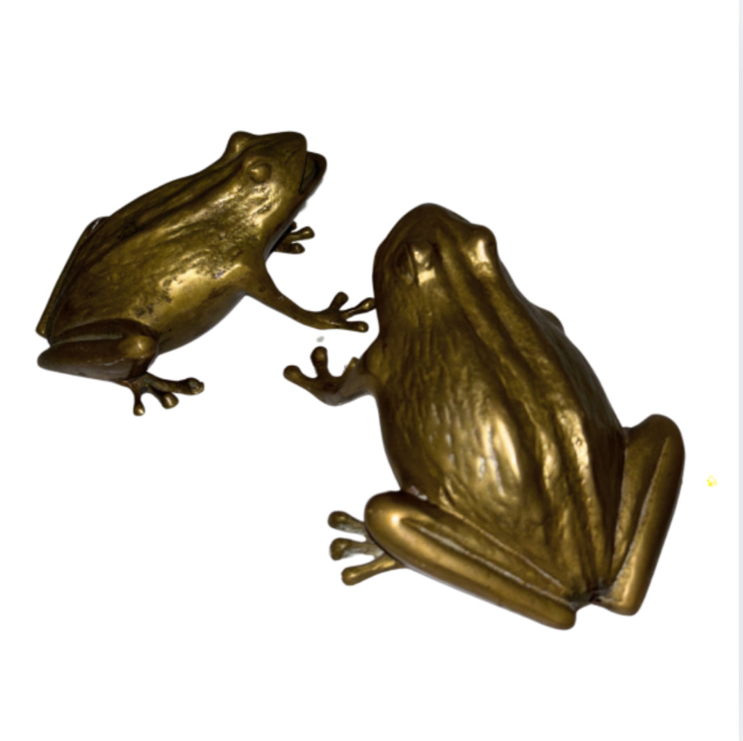 Pair of brass frogs