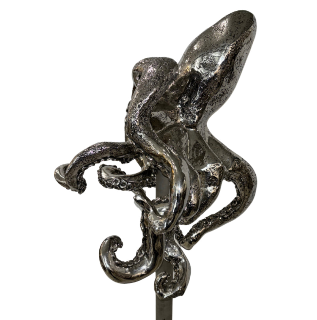 Stainless Steel Octopus Sculpture on Steel Stand