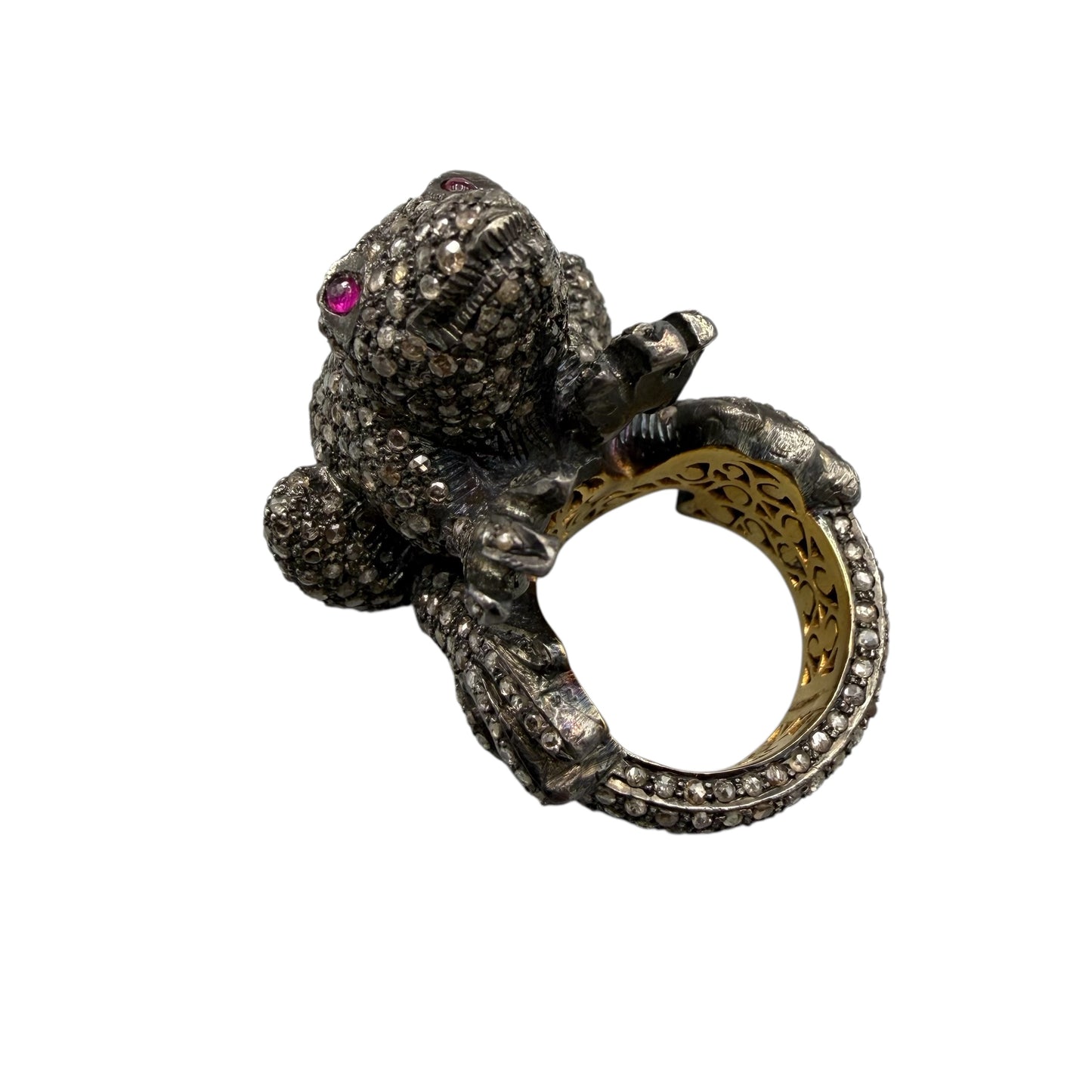 Diamond & Ruby Frog Motif Ring
