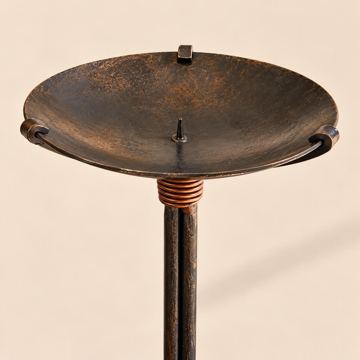 Iron & Copper Floor Standing Candle Holder
