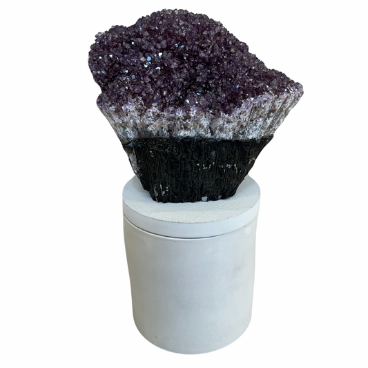 Amethyst Crystal Geode Lid Gardenia Candle