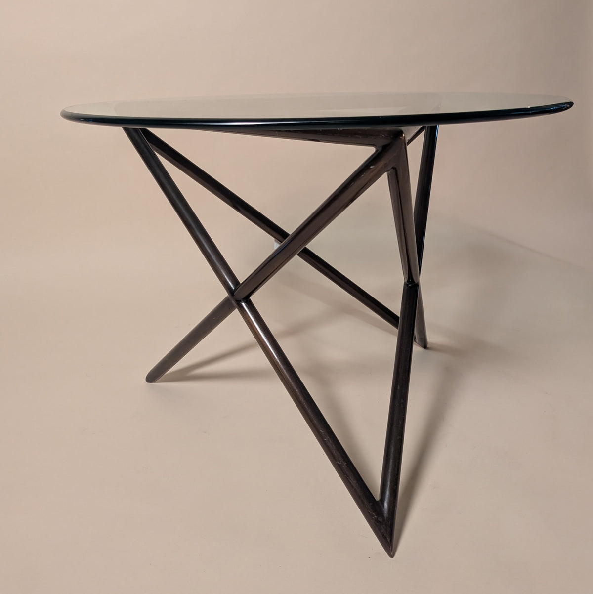 Steve Chase Bronze Tone Metal Side Table with  Glass Top