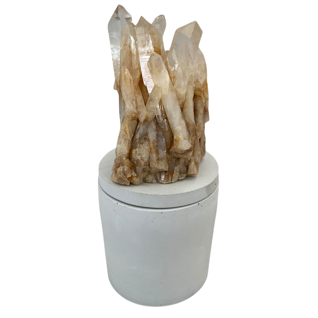 Honey Quartz Crystal Generators Lid Candle