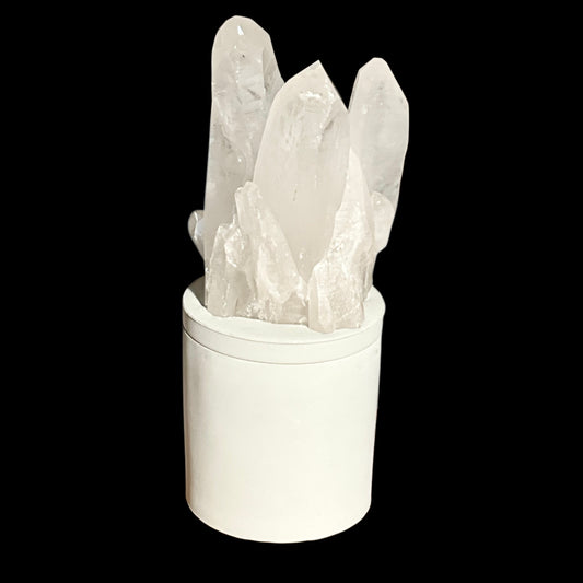 Clear Quartz Crystal Generators Lid Gardenia Candle