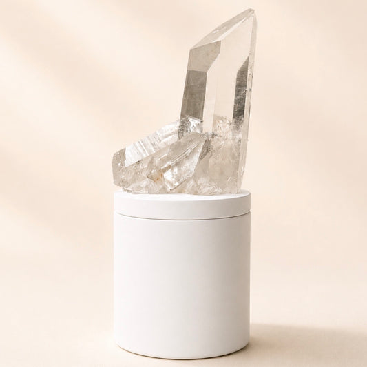 Lumerian Quartz Crystal Generator Tint Lid Gardenia Candle