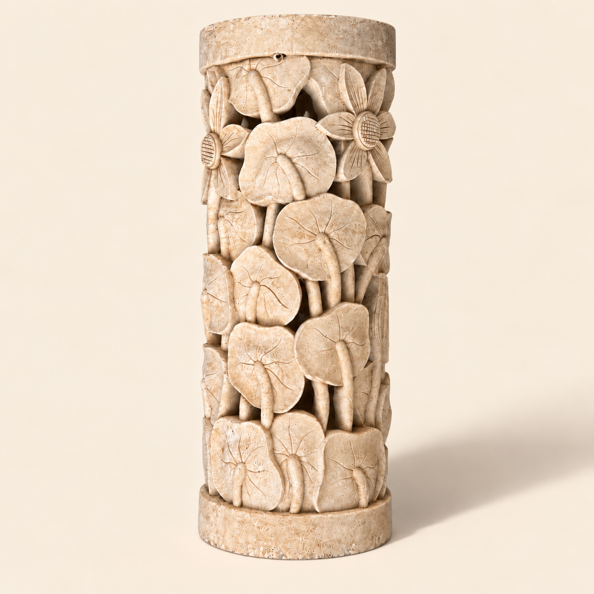 Pair of Sandstone Carved Pillar Planters