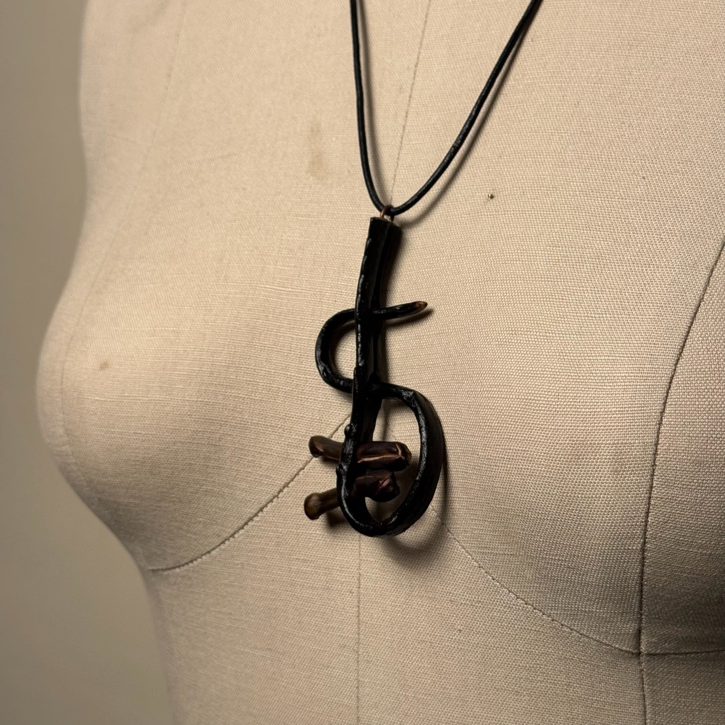 Hand Made Kelp Charm on Leather Necklace