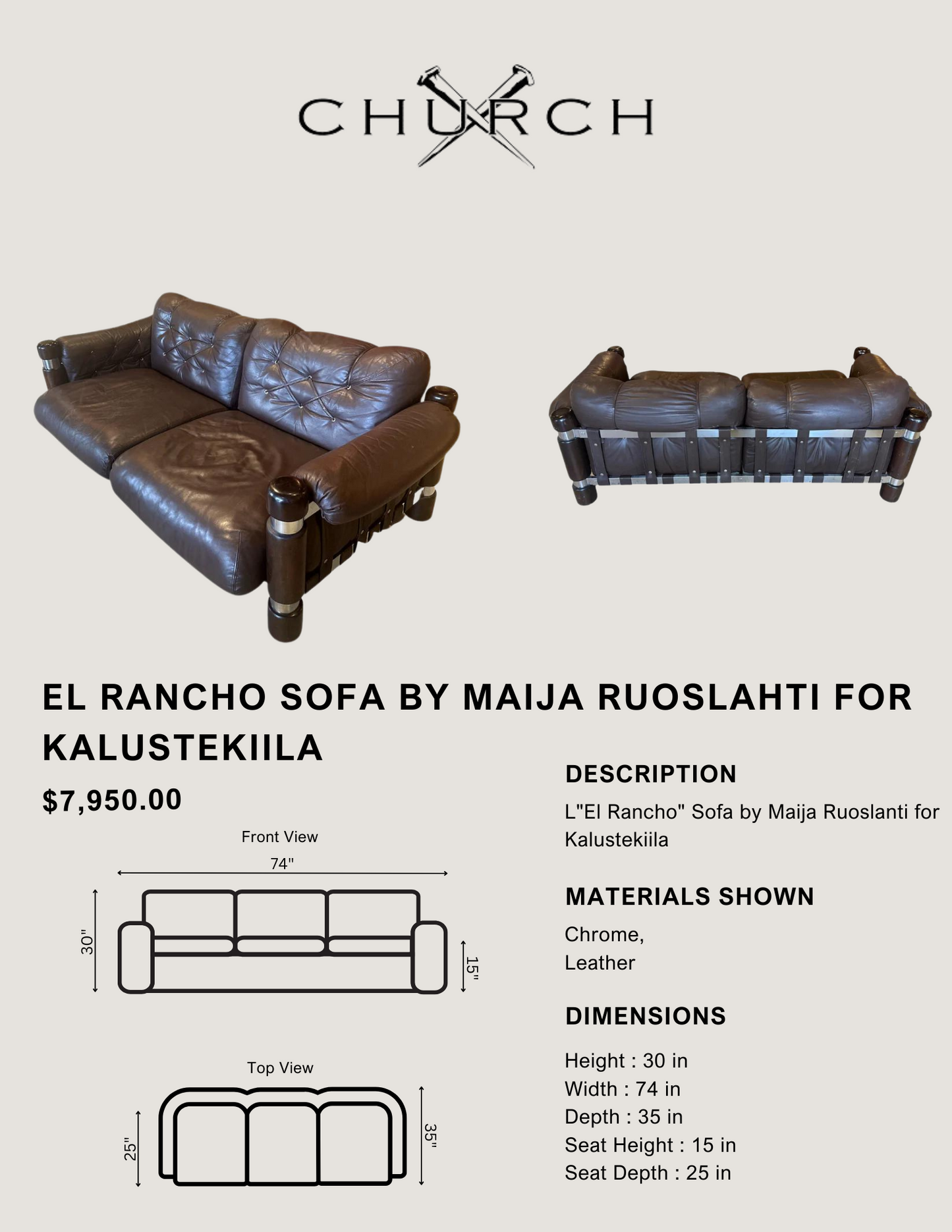 El Rancho Sofa by Maija Ruoslahti for Kalustekiila