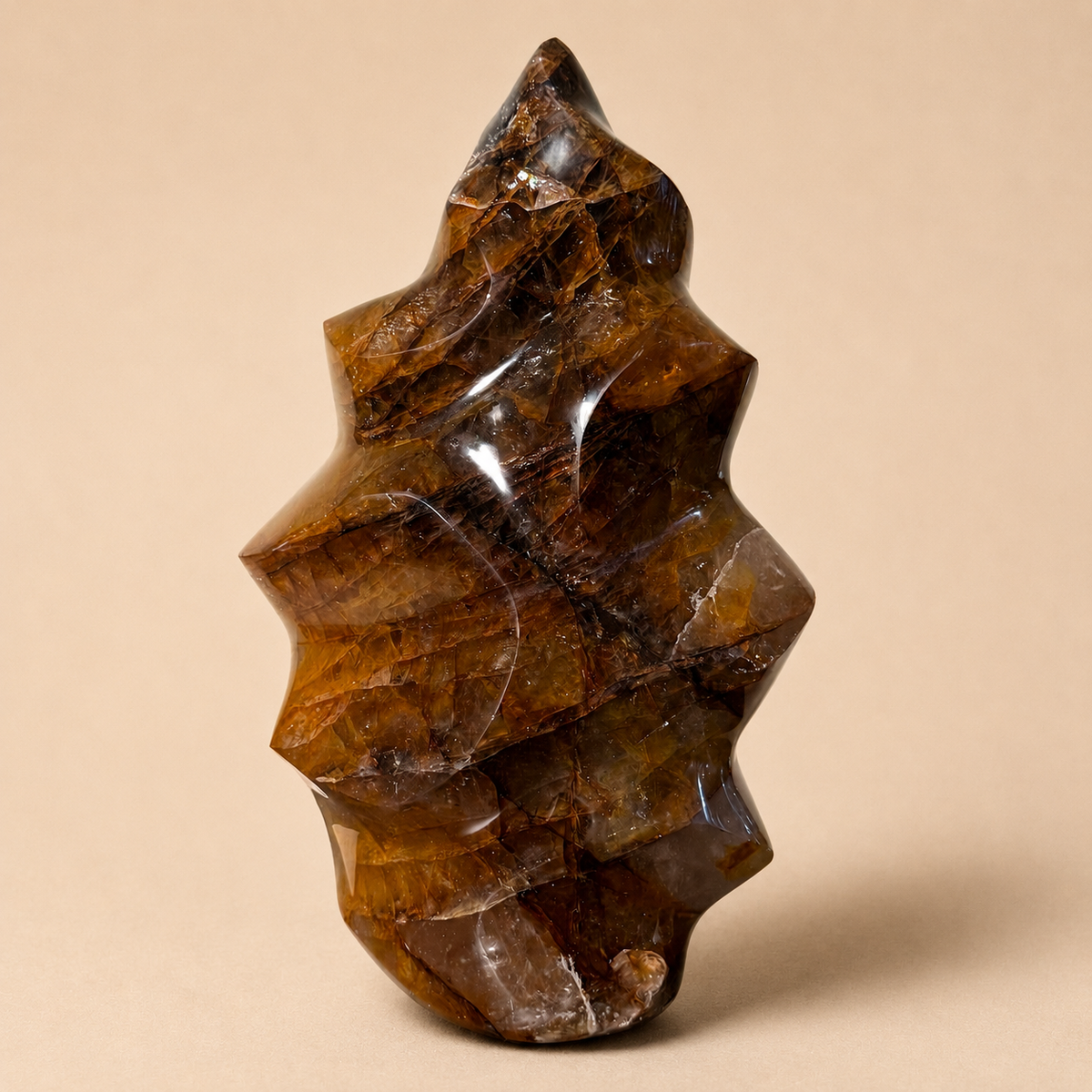 Spiral Cut Dark Golden Healer Crystal