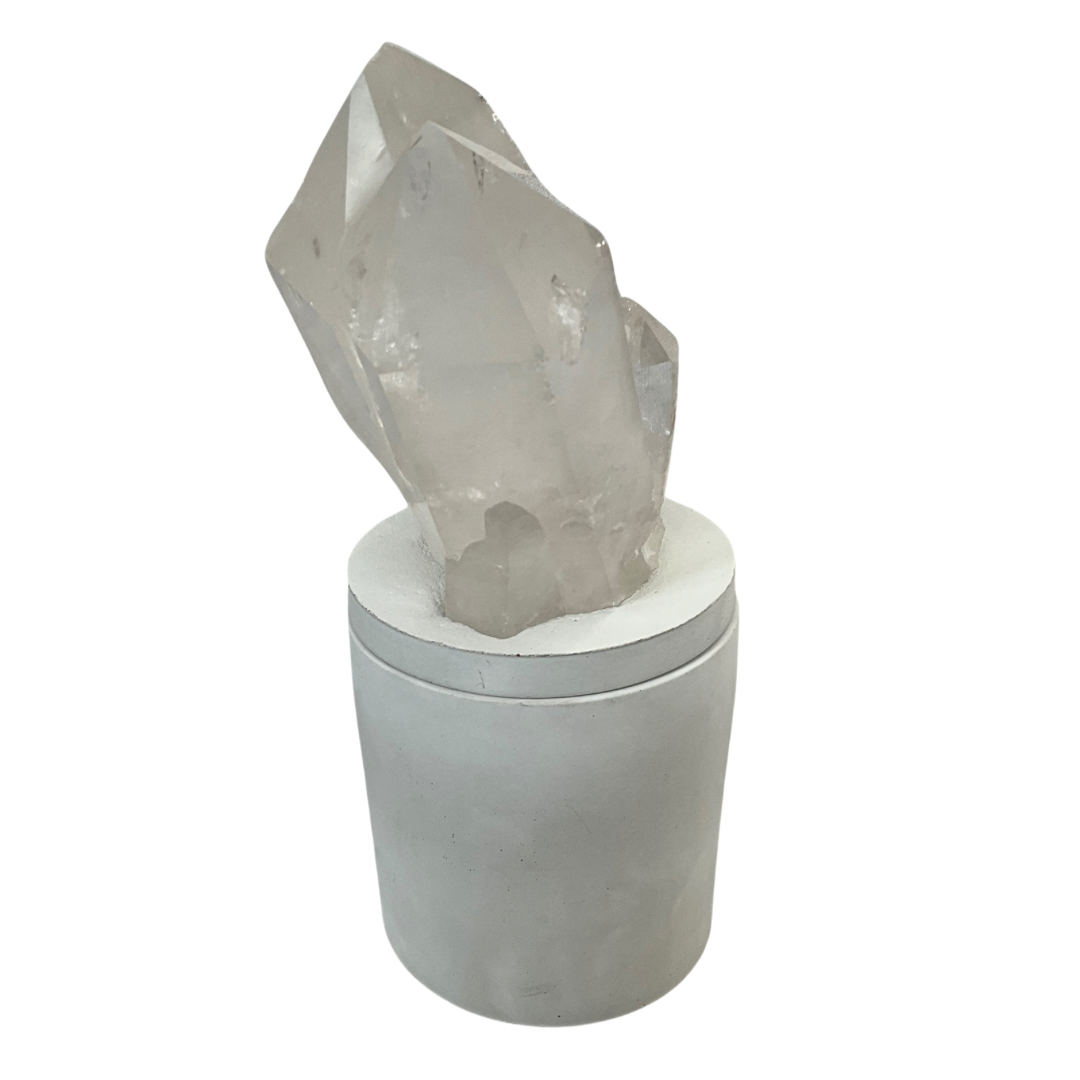 Quartz Crystal Joined Twin Lid Gardenia Candle