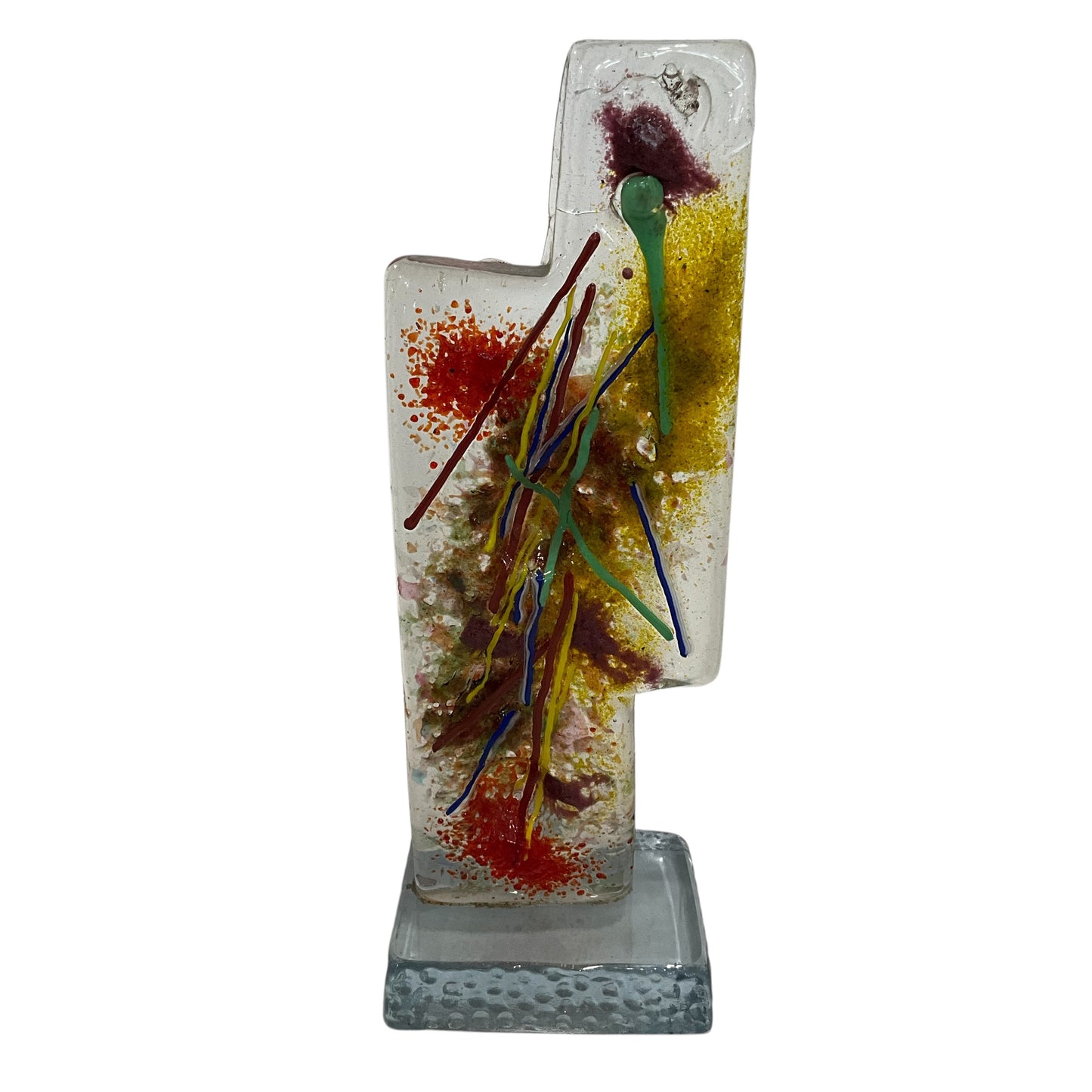 Vintage Colorful Glass Abstract Sculpture