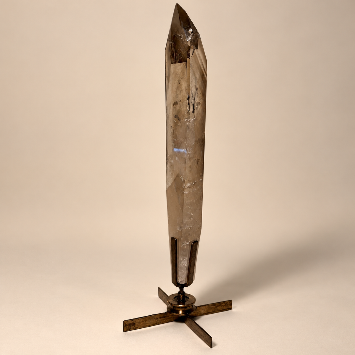 Light Smokey Quartz Spear Crystal On Rotating Base