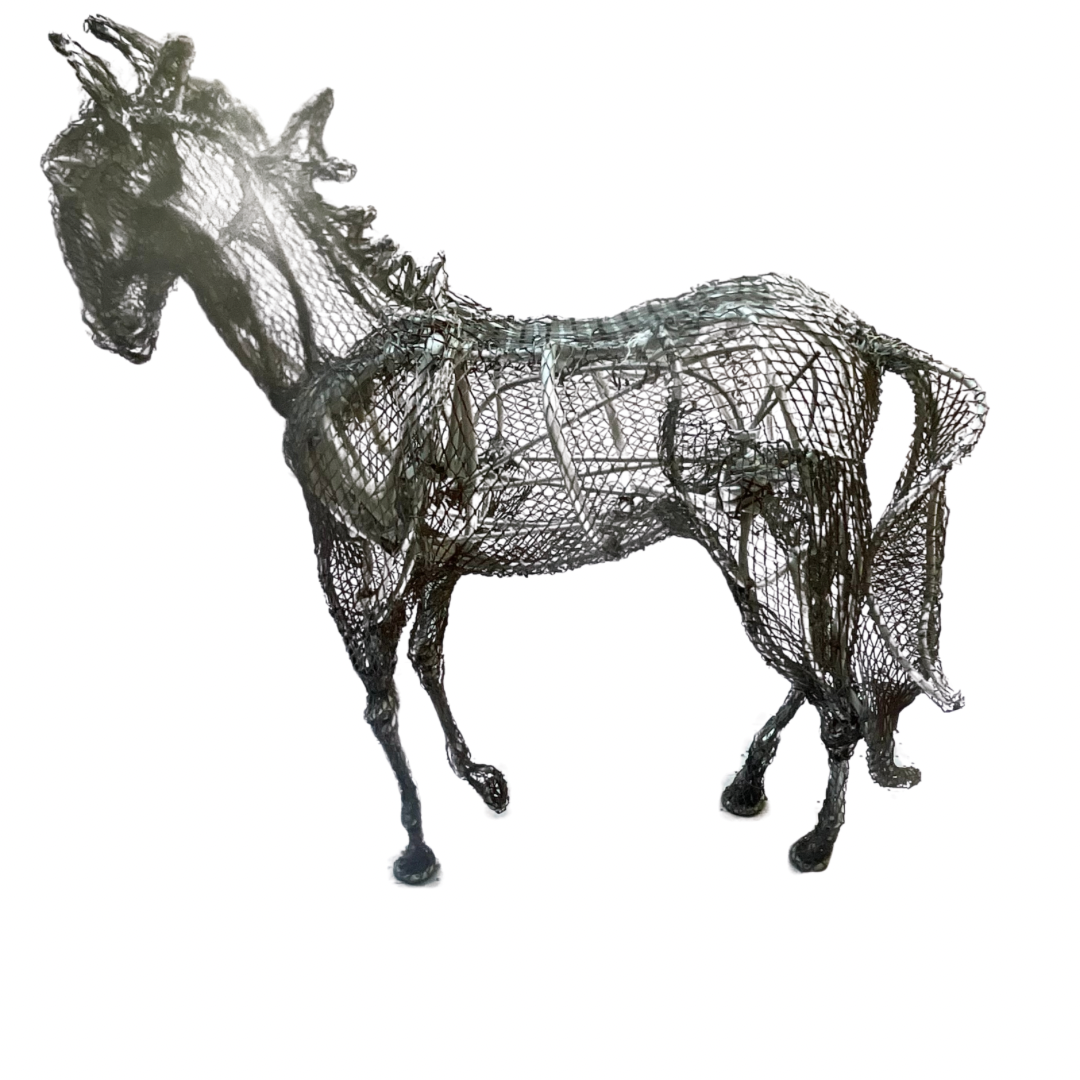 Brutalist Horse Sculpture Aluminum Wire