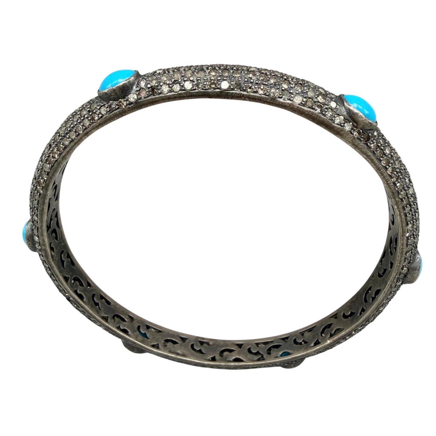 Diamond Bangle with Turquoise Accents