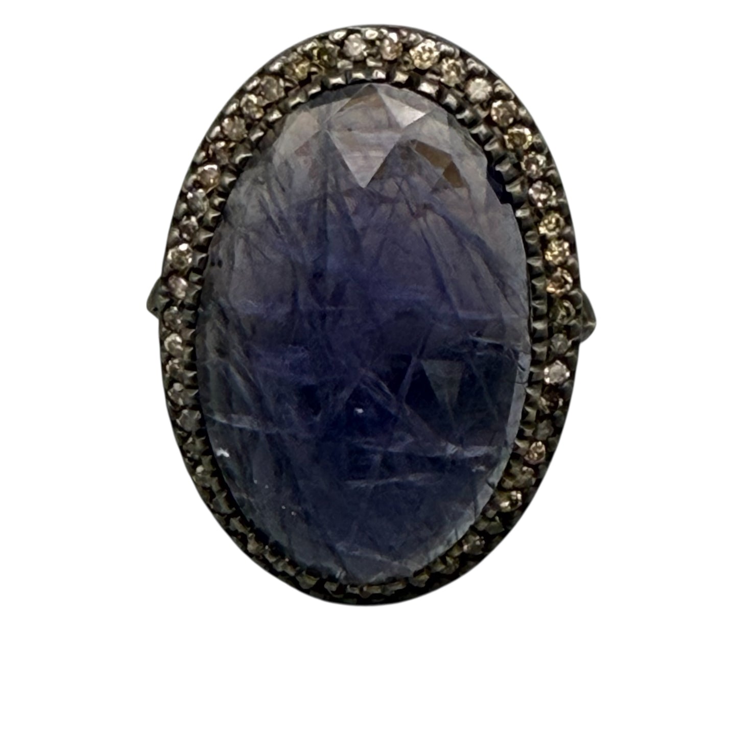 Faceted Oval Amethyst Ring with Diamonds
