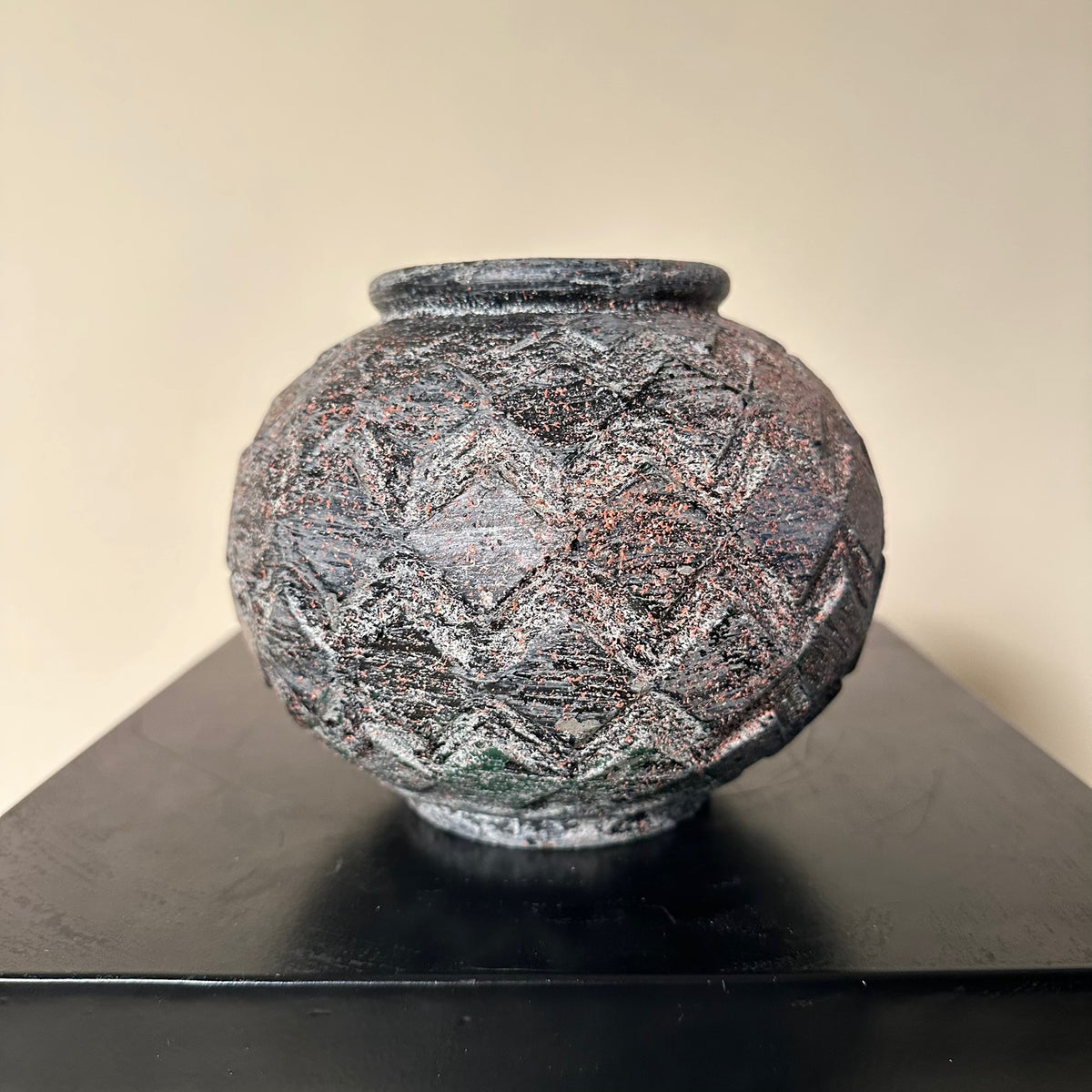 Vintage Round Iron Vase