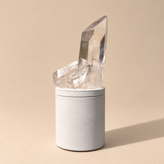 Lumerian Quartz Crystal Generator Tint Lid Gardenia Candle